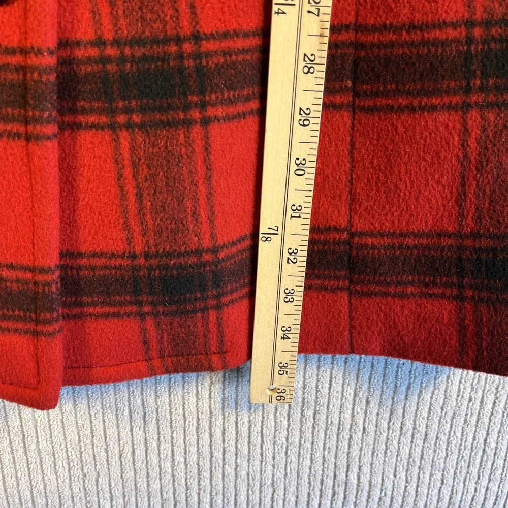 Talbots Coat Women's 8 Red Plaid Mid Length Wool Nylon Blend Jacket M